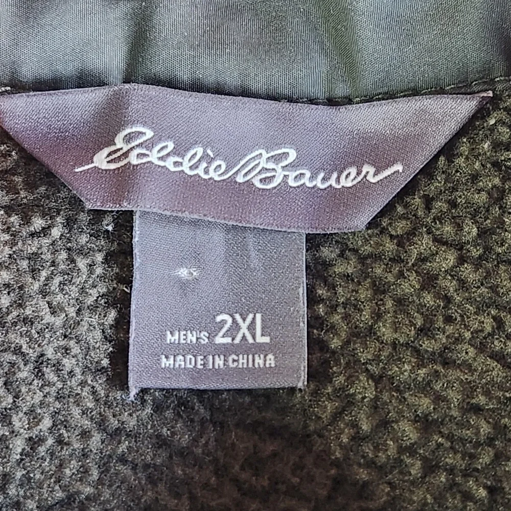 EDDIE BAUER Fleece Shacket Shirt Jacket Mens XXL Green Soft Button Up Pockets